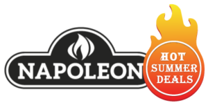 Napoleon Grill Logo with Hot Summer Deals Flame Badge